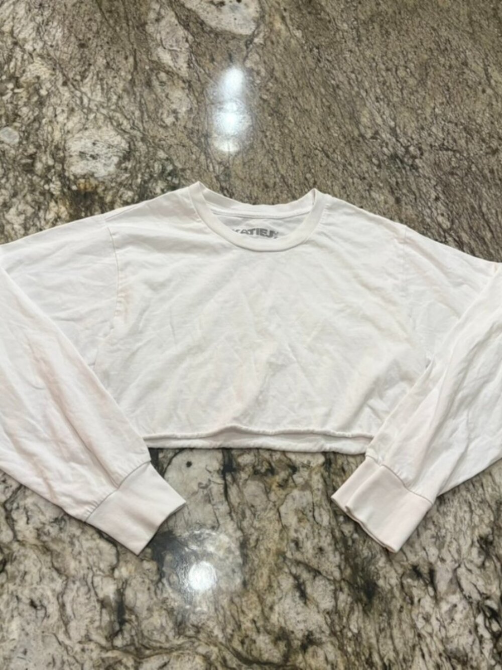 KATIE J NYC Cropped White Long Sleeve Shirt